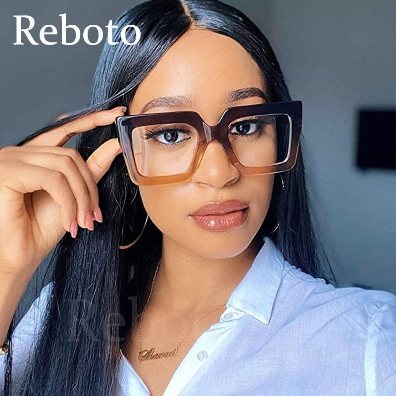 Oversized Square Women's Glasses Frames Transparent New Fashion Black Optical Lenses Female Eyeglasses Luxury Big Eyewear 2023