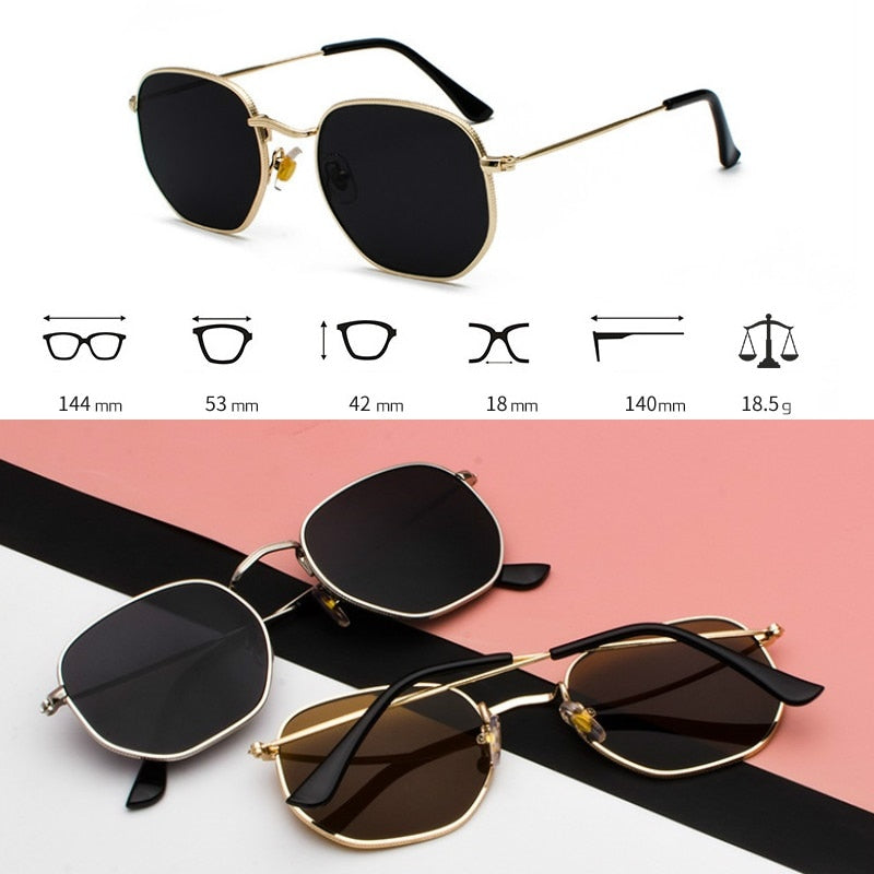 2023 Hexagon Sunglasses Women Brand Designer Sun Glasses Men Square Metal Frame Driving Fishing Glasses Goggle Zonnebril Mannen