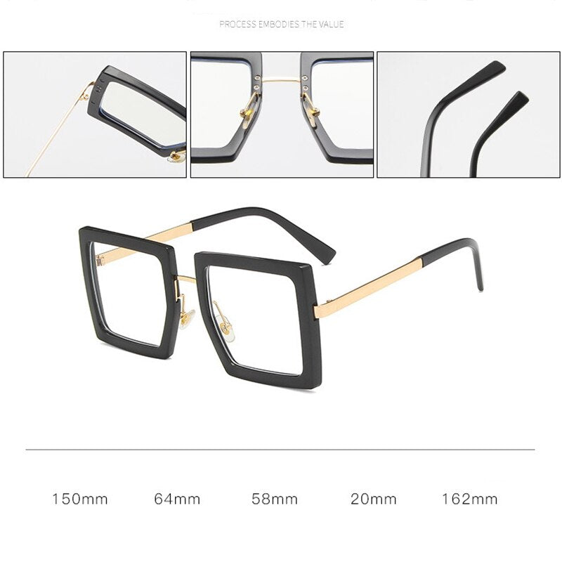 Oversized Eyeglass Frames For Women Trendy Classic Square Transparent Computer Optical Lenses Glasses Clear Lens Eyewear