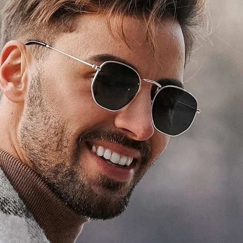 2023 Hexagon Sunglasses Women Brand Designer Sun Glasses Men Square Metal Frame Driving Fishing Glasses Goggle Zonnebril Mannen